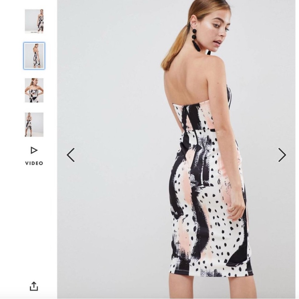 NWT ASOS PETITE Abstract Zip Detail Bandeau Pencil Dress